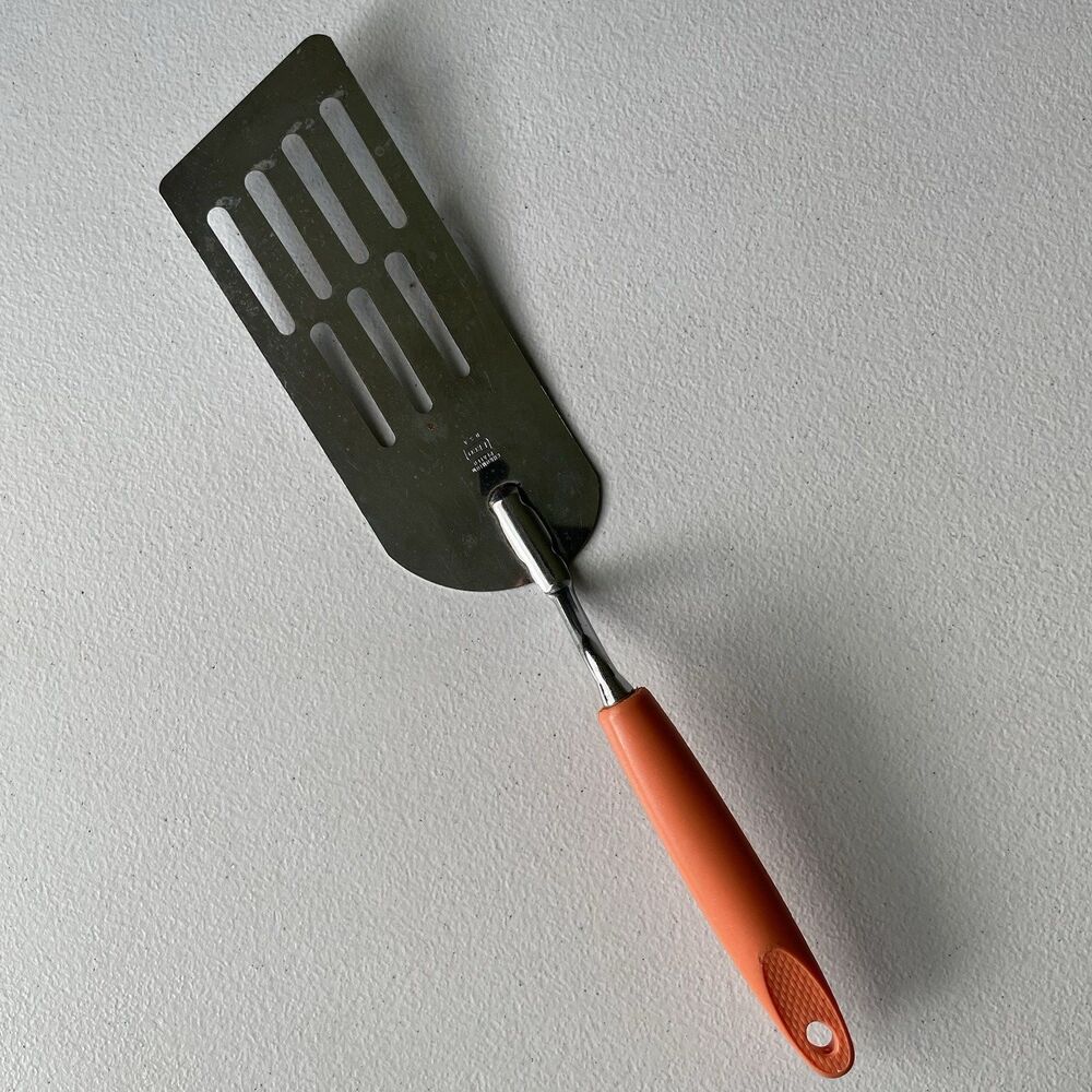 Vintage Ekco Chromium Plated Spatula Turner Flipper Orange USA Utensil 12.5"